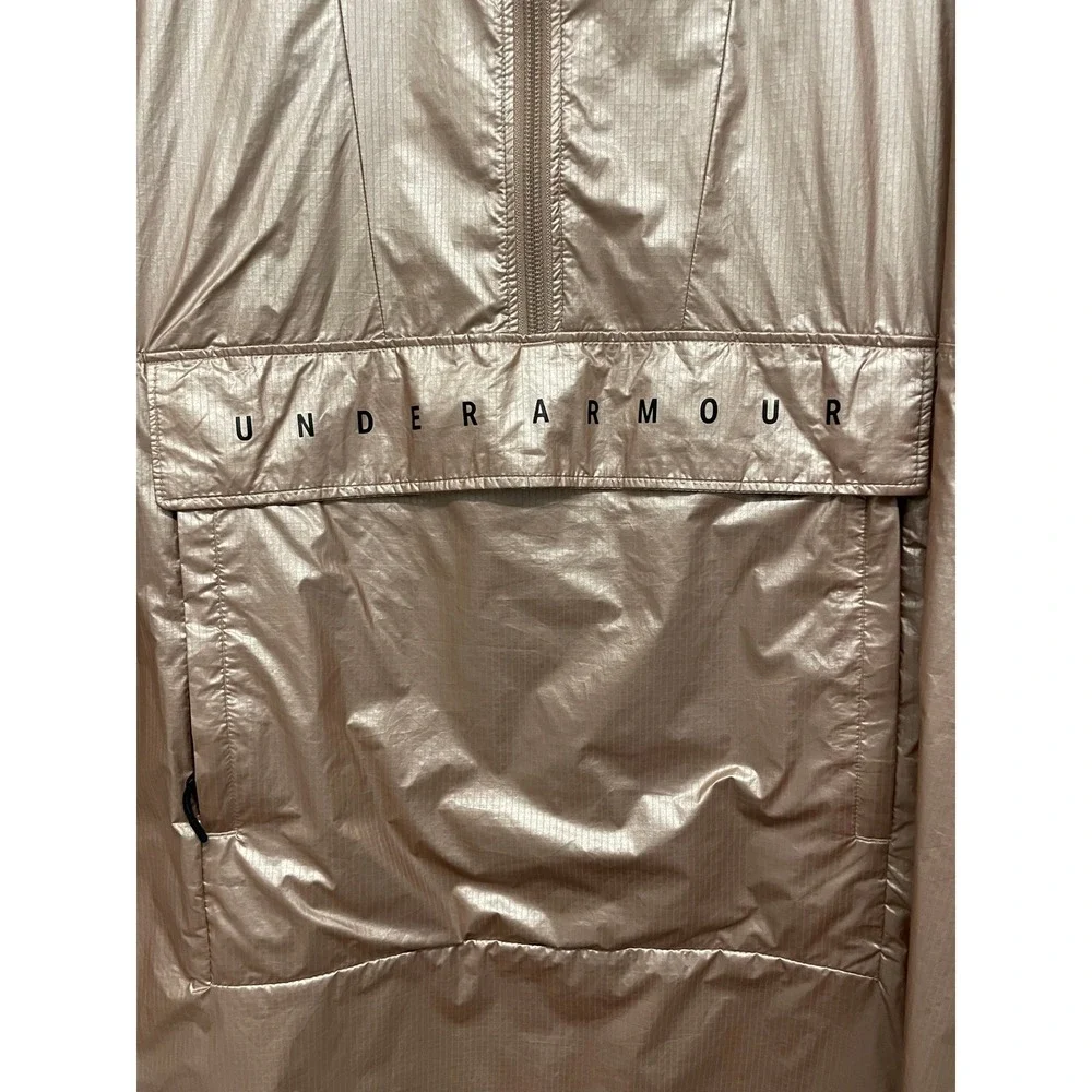Under Armour Women's Unstoppable‎ Woven 1/2 Zip Pink Metallic Anorak Rain Jacket